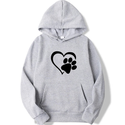 Dog Paw and Heart Print Hoodies